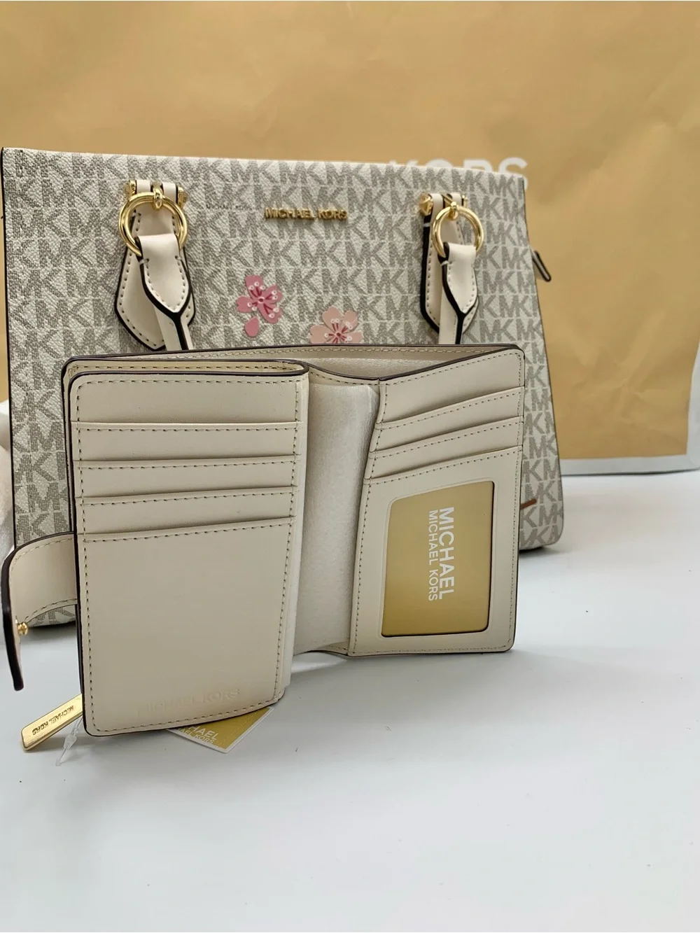 Michael Kors Marilyn Medium Embellished Signature Logo satchel with wallet set